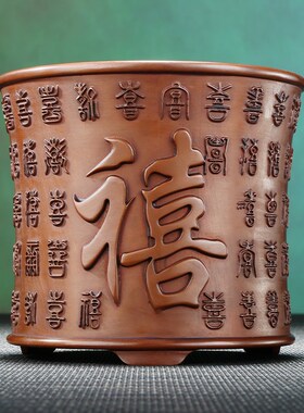 紫铜笔筒书房摆件办公室装饰品铜工艺品商务礼品办公桌收纳送恩师