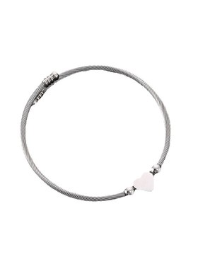 厂家直供不锈钢饰品时尚钢丝编织开口爱心手镯戒指套装首饰