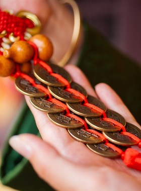 毗卢院纯铜加厚五帝钱门对门厕所入户大门卧室窗户桃木葫芦挂件