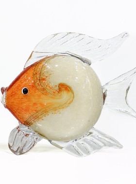 琉璃玻璃亲嘴鱼对嘴鱼摆件中式轻奢招财工艺品家居样板房软装饰品