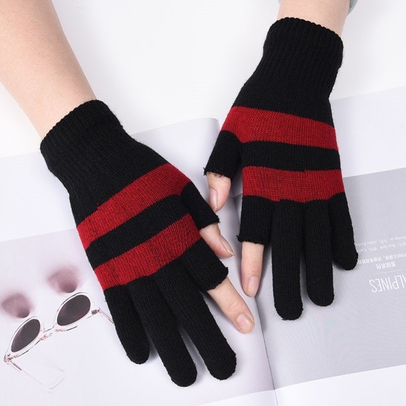 秋冬季男女士加绒保暖防寒学生写字漏半指露二指骑车毛线触屏手套,淘宝优惠券,粉丝福利购,淘宝优惠卷