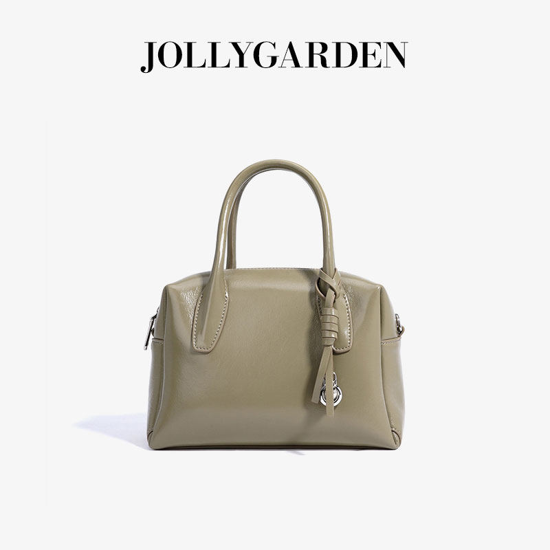 JOLLY GARDEN【黛安】粉色牛皮保龄球包手提通勤大容量单肩斜挎包,淘宝优惠券,粉丝福利购,淘宝优惠卷