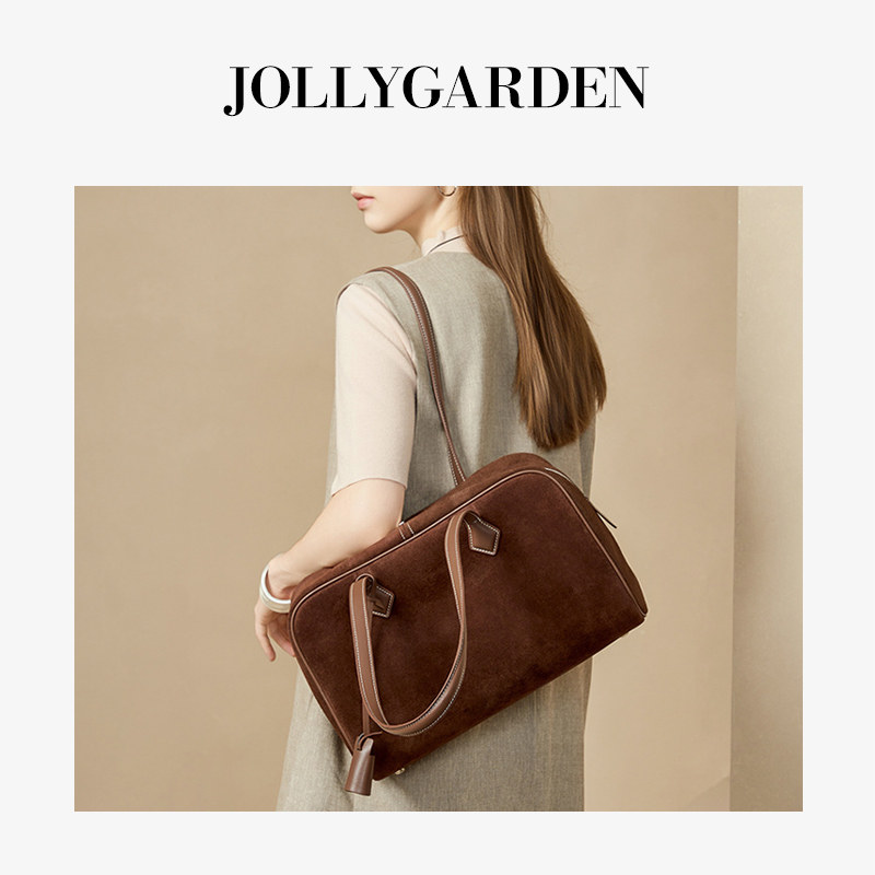 JOLLY GARDEN【行歌】秋冬磨砂皮波士顿大容量保龄球包手提单肩包,淘宝优惠券,粉丝福利购,淘宝优惠卷