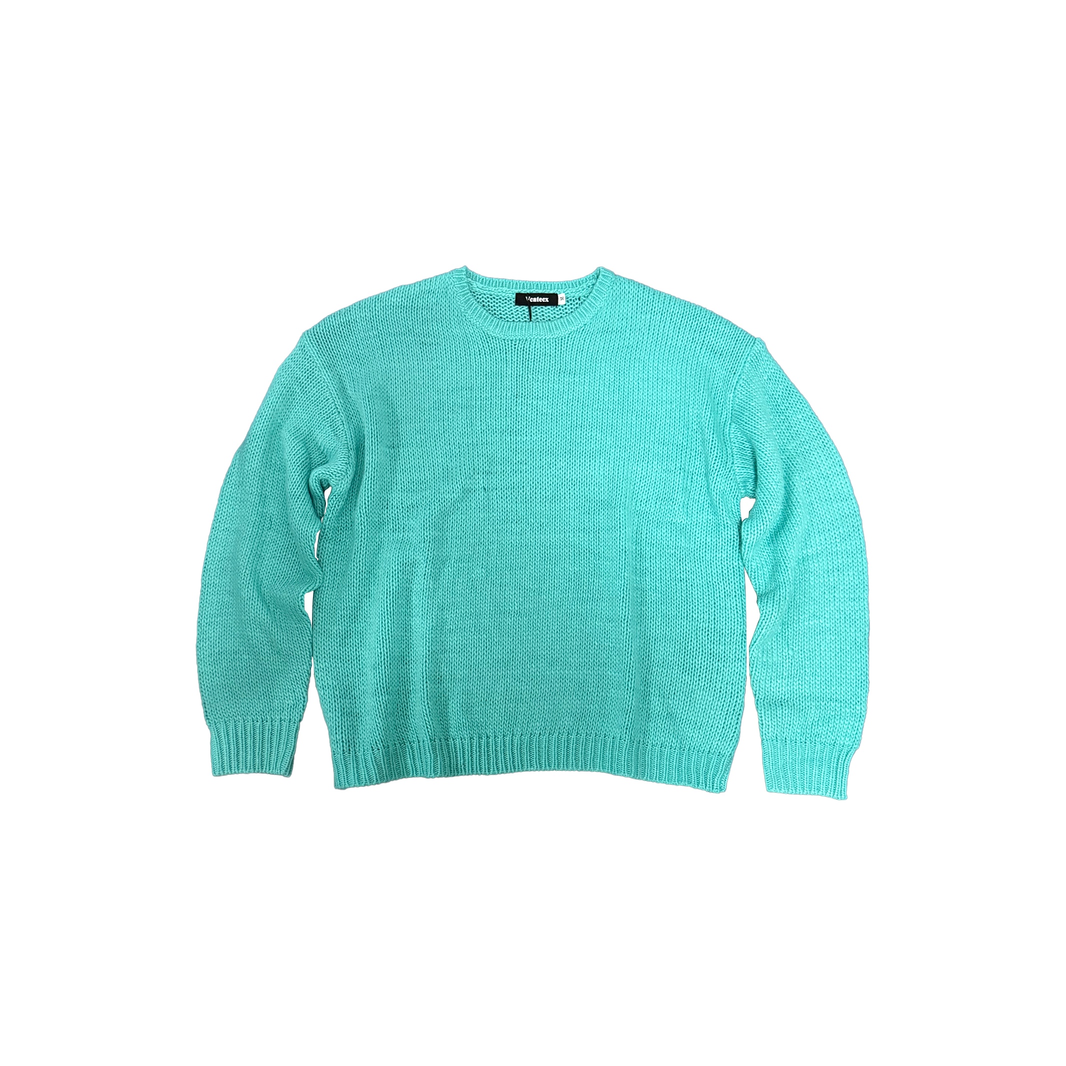 Vcatecx秋冬湖水绿毛衣男女boxy短宽慵懒粗针冰岛毛针织衫老钱风 - 图3