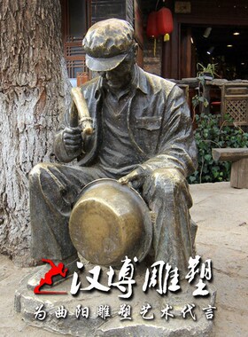 玻璃钢新款拉二胡人物雕塑公园商业街广场人物仿铜雕塑情景雕像