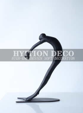 抽象铁艺雕塑划木筏人物摆件样板房售楼部客厅电视柜玄关家居装饰