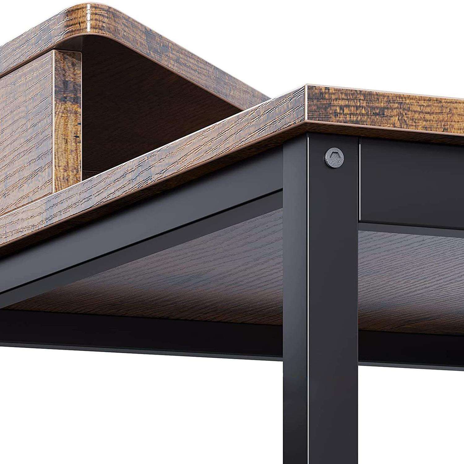 跨境美式墙角桌带显示器支架三角办公桌转角电脑桌学生写字桌 - 图2