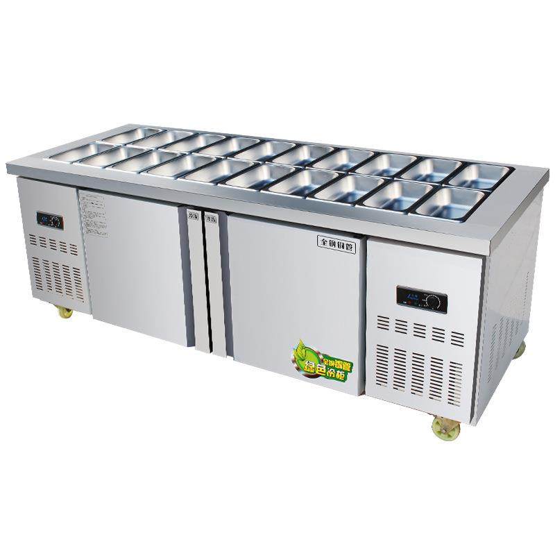 商用不锈钢开槽沙拉台冷藏沙拉披萨工作台水果捞展示柜小菜柜冰箱,淘宝优惠券,粉丝福利购,淘宝优惠卷