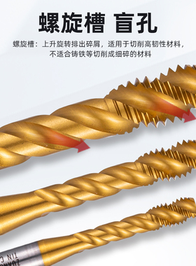 进口粉末速钢M4镀钛不锈钢螺旋丝攻P20先端丝锥CPM镀钛挤压丝攻