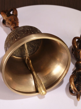 尼泊尔纯铜手工藏式五股金刚铃杵