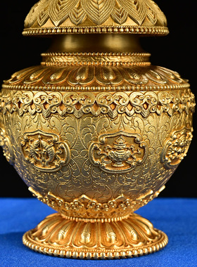 纯铜供佛宝瓶摆件藏式黄财神