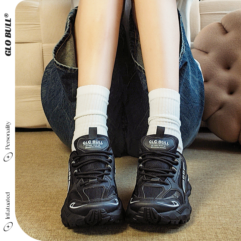 GLO BULL原创正品休闲黑色老爹鞋男女款厚底面包鞋运动休闲板鞋子 - 图0