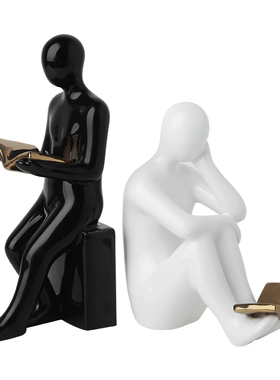 简约现代假书书挡摆件家居客厅书A房电视柜酒柜轻奢陶瓷书立装饰