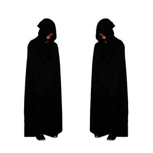 万圣节派对成人死神黑色披风斗篷骷髅面巾手套万圣节服装道具套装 - 图2
