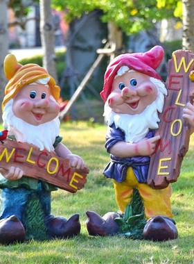 户外玻璃钢卡通人物雕塑摆件幼儿园游乐场白雪公主小矮人景观装饰