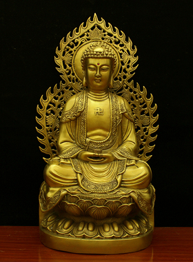 三宝佛像 纯铜三世佛像摆件阿弥陀佛药师佛释迦摩尼如来佛像