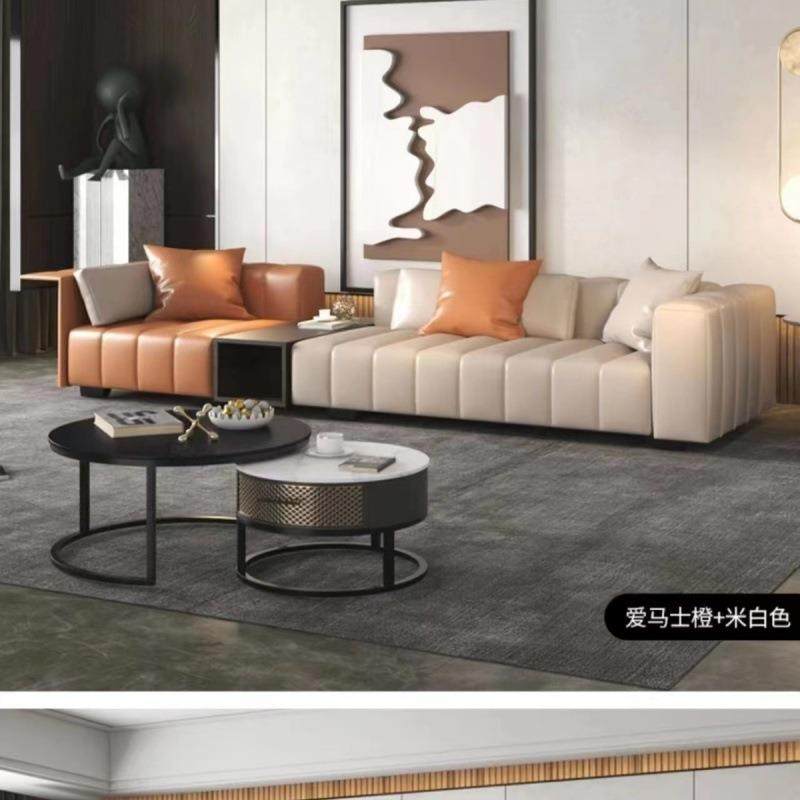 意式直排极简转角真皮客厅组合沙发北欧简约影音室别墅皮布沙发,淘宝优惠券,粉丝福利购,淘宝优惠卷