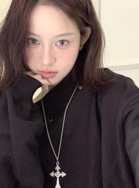复古y2k辣妹长款十字架项链