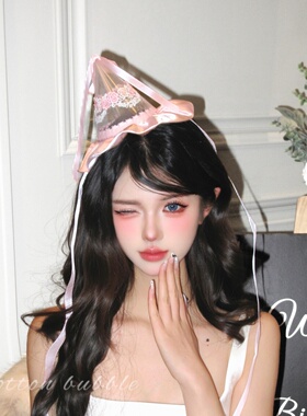 甜度超标~氛围感少女粉色生日帽