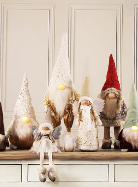 耶诞节装饰摆饰天使吊脚娃娃带灯发光鲁道夫公仔儿童女生耶诞礼物