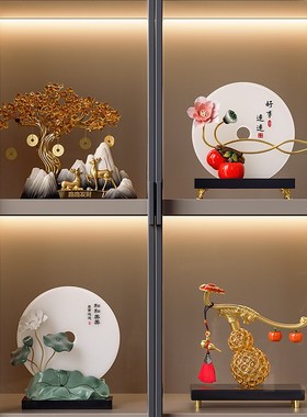 新中式氛围感寓意摆件轻奢高档客厅电视展示柜装饰品乔迁新居礼物