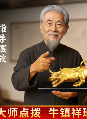 华尔街黄铜牛摆件金牛气冲天工艺礼品摆饰办公室桌牛市全黄铜牛摆