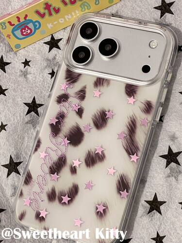 U2 ins古早镭射紫色星星豹纹适用iphone18promax苹果17手机壳16少女 - 图1