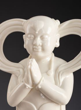 陶瓷童男童女金童玉女家用善财童子龙女小摆件观音身边侍者佛像