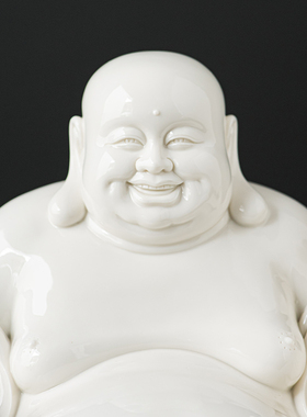 陶瓷弥勒佛摆件大肚佛像开心笑佛招财家居客厅门店摆设装饰品手工