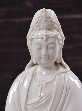 德化陶瓷站立滴水观音佛像摆件居家供奉家用白瓷南海观世音菩萨像