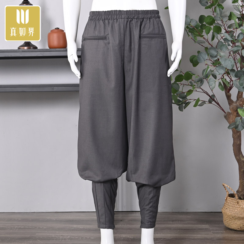 真如界僧服秋季新品抗皱西装布免绑腿裤师父打坐裤子加厚僧裤男女 - 图0