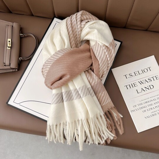 Blue high-end plaid scarf 2025 new dual-use