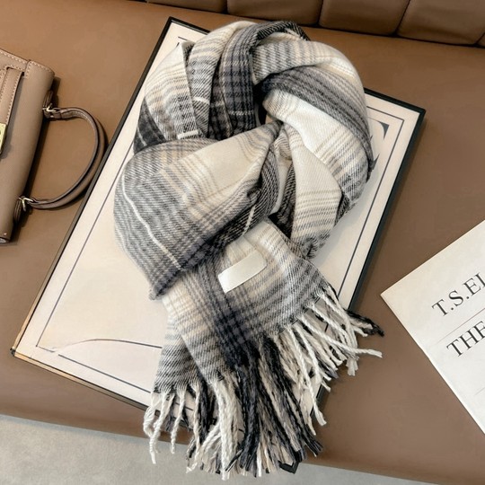 Blue high-end plaid scarf 2025 new dual-use