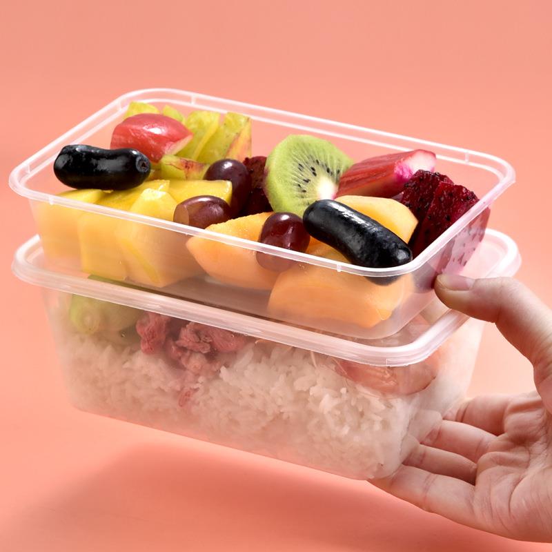 惠闻黑色750打包盒长方形一次性餐盒方盒500ml快餐盒塑料饭盒商用 - 图2