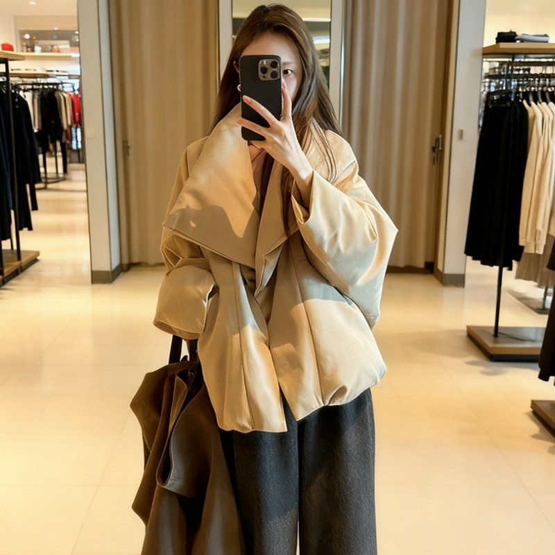 超好看韩系甜美大翻领棉服女冬2025年新款宽松小个子短款休闲外套,淘宝优惠券,粉丝福利购,淘宝优惠卷