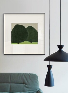 现代简约海边北欧组合卡纸画风景艺术装饰画小众挂画餐厅桌面摆画