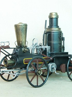 铁艺创意纯手工铁皮模型摆件两节红黑色火车头 可拆车厢 工艺礼品