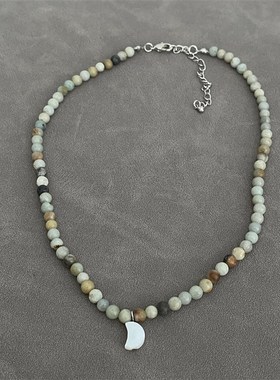 轻奢小众彩色天然石珍珠串珠项链时尚夏气质高级感简约颈链锁骨链