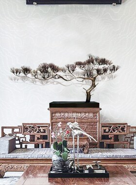 中式迎客松个性创意乔迁新居酒店珠宝店客厅铁艺装饰品摆件工艺品