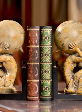 欧式立体创意沙漏建筑书靠书立书档摆件美式复古桌面人物艺术书挡