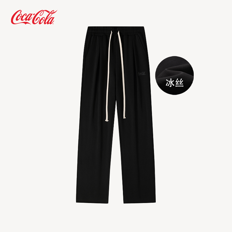 Coca-Cola可口可乐 2025新款打褶基础款刺绣运动宽松垂感拖地闲裤