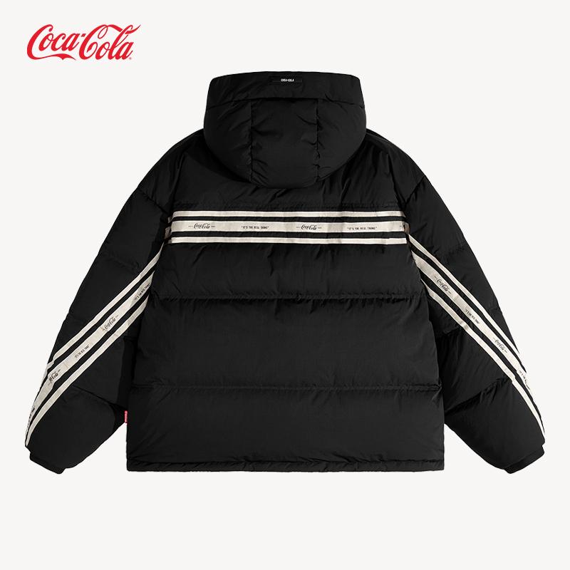 Coca-Cola可口可乐 90绒可拆卸帽织带拼接保暖外套字母刺绣羽绒服