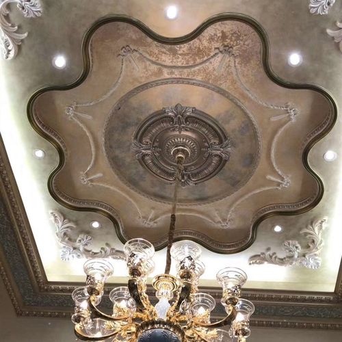 法式天花吊顶装饰材料灯盘组合PU雕花灯盘仿石膏欧式吊顶造型材料 - 图2