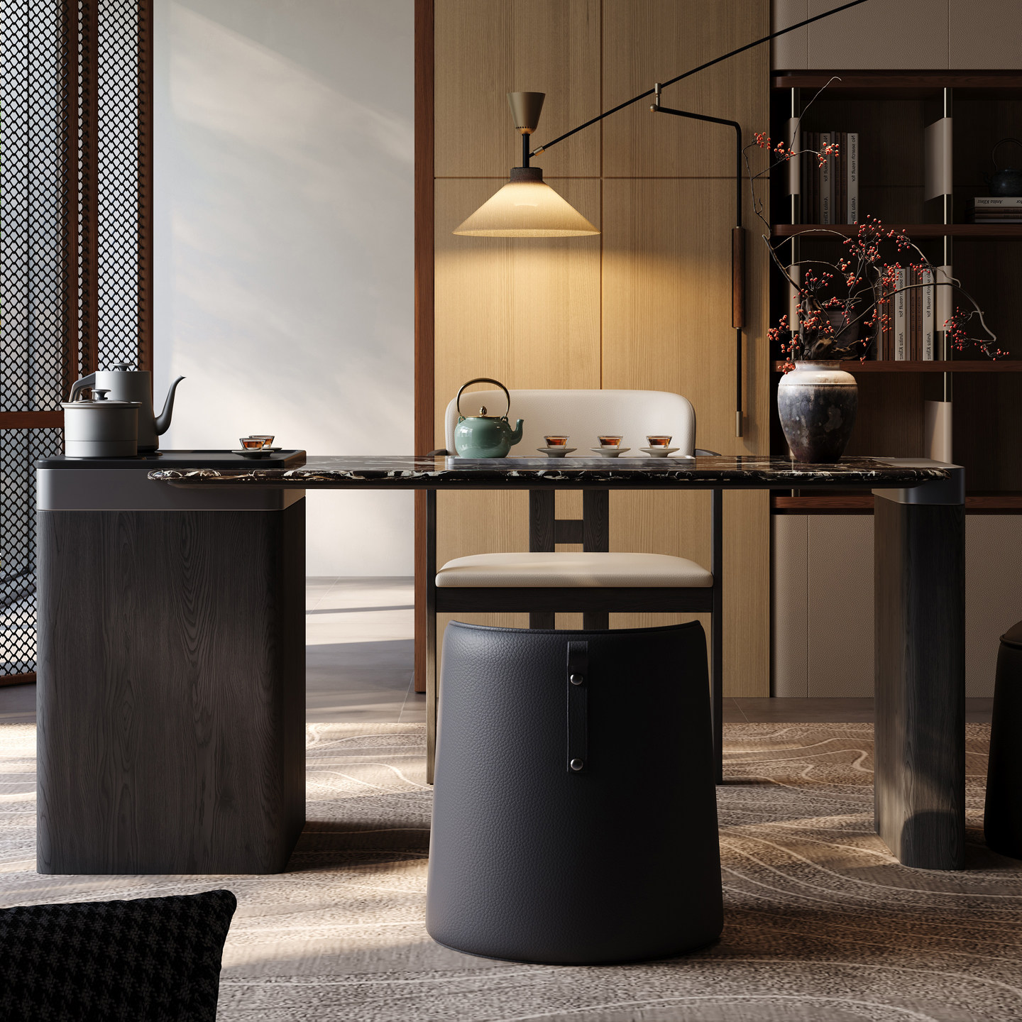 意式轻奢天然奢石黑玫瑰茶桌家用别墅办公高端大理石茶台2026新款,淘宝优惠券,粉丝福利购,淘宝优惠卷