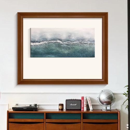 现代法式复古高级感客厅沙发风景装饰画中古艺术立体绷画双框挂画 - 图3