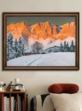 雪山装饰画高级感美式餐厅挂画