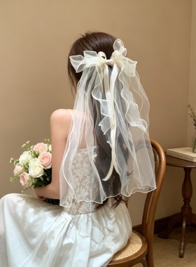 名狐原创蝴蝶结头纱顶夹求婚