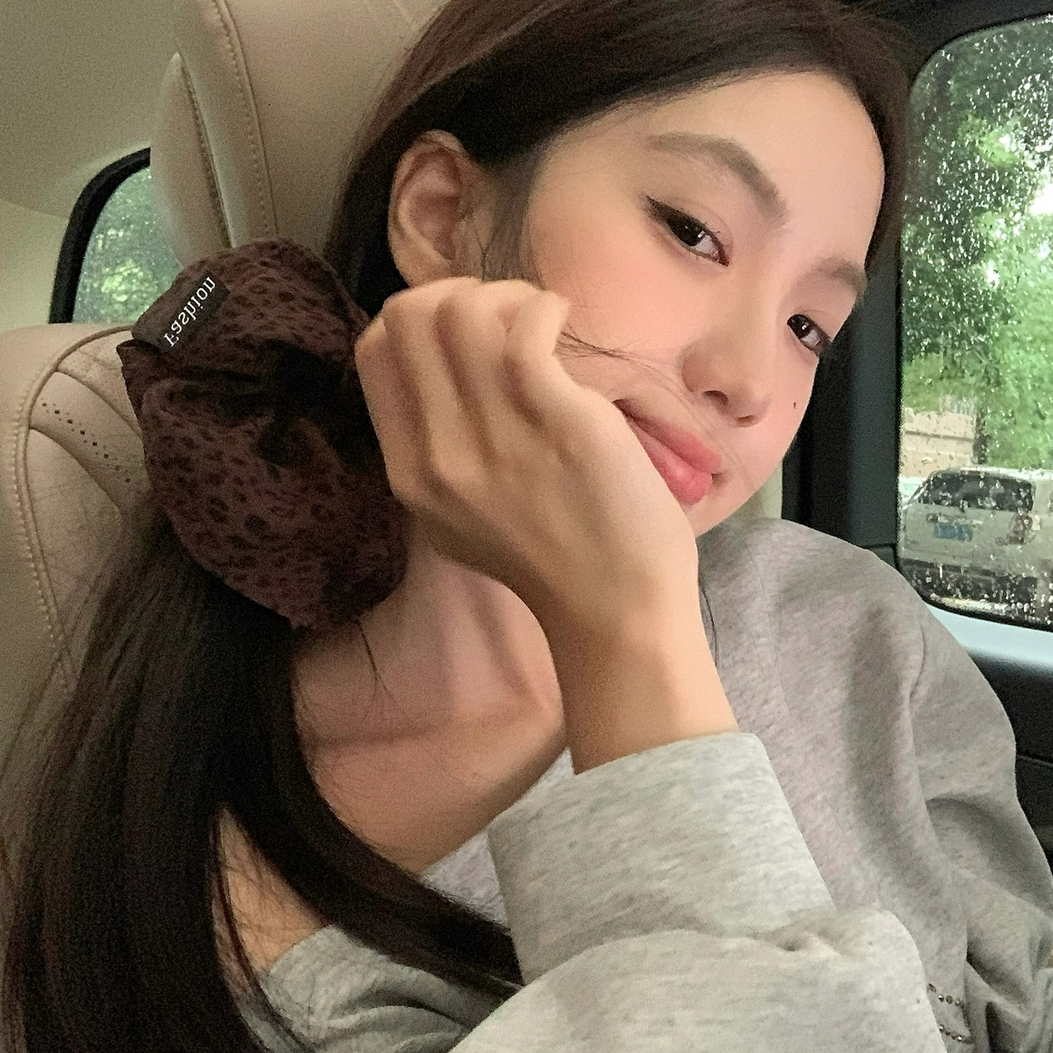 法式慵懒风豹纹大肠发圈高级感扎马尾丸子头发绳高弹力皮筋头饰 - 图1