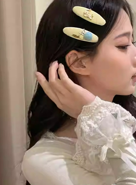 甜美浅黄蝴蝶小马一对装BB夹