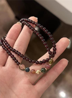 叠戴石榴石手串手链闺蜜款手饰品